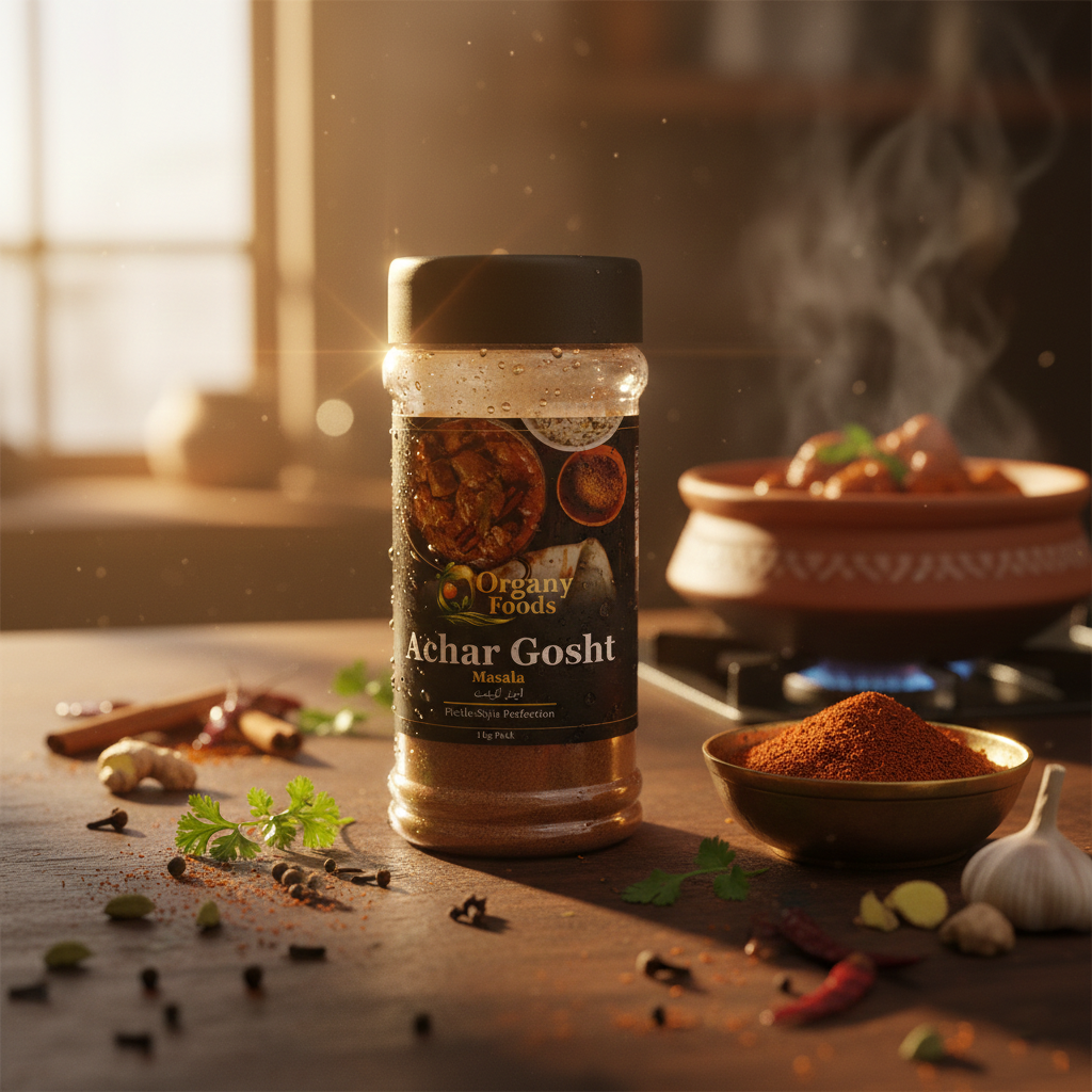 Organyfoods Achar Gosht Masala – Tangy & Spicy Meat Curry Blend