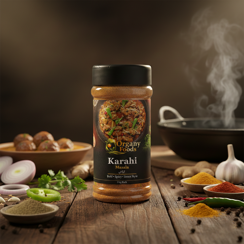 Organyfoods Karahi Masala – Dhaba Style Chicken & Meat Karahi Spices