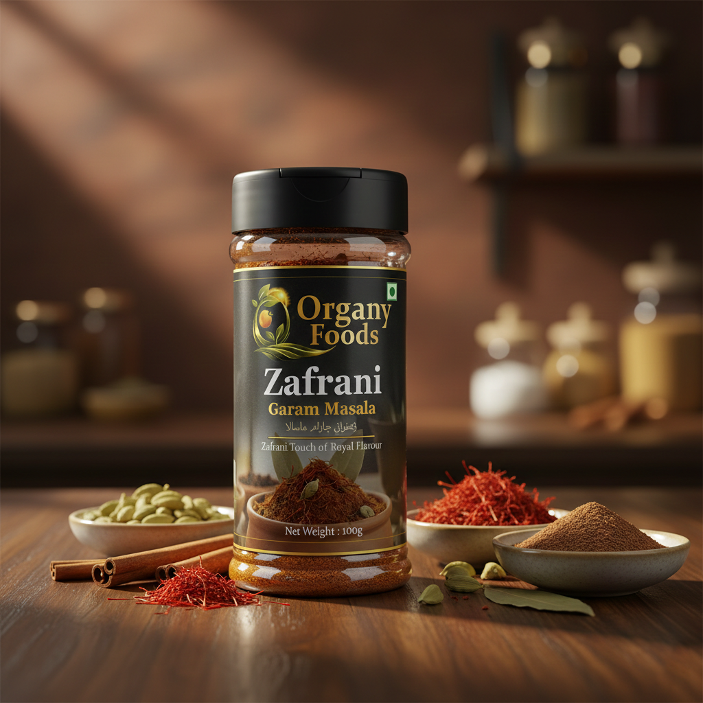 Organyfoods Zafrani Garam Masala – Premium Aromatic Spice Blend